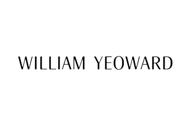 Das William Yeoward-Logo zeigt den Markennamen in eleganten, schwarzen Serifenbuchstaben auf schlichtem weißen Hintergrund.