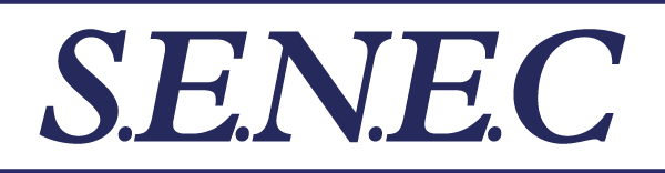 SENEC en caractères gras bleu foncé, dans un rectangle horizontal bleu foncé.