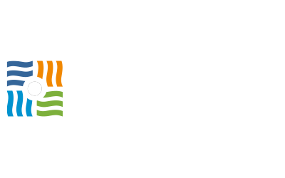 Ein weißer Hintergrund mit einem bunten Logo darauf.
