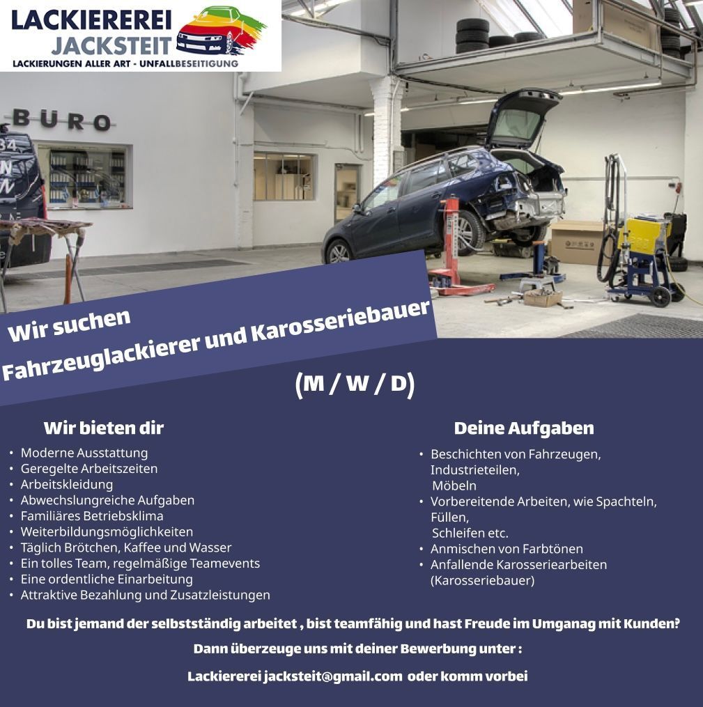 Stellen Ausschreibung Fahrzeuglackierer/in und Karosseriebauer/in