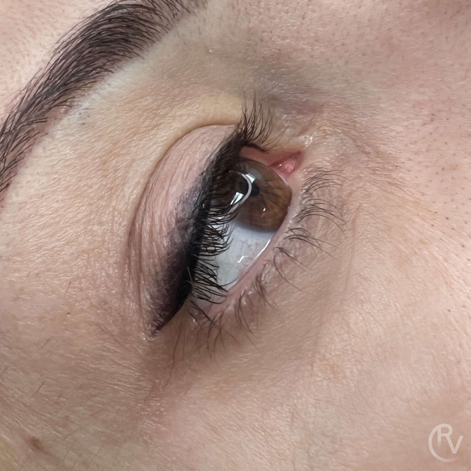 Un primer plano del ojo de una mujer con pestañas largas.