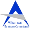 The logo for alliance business consultants is blue and gray.