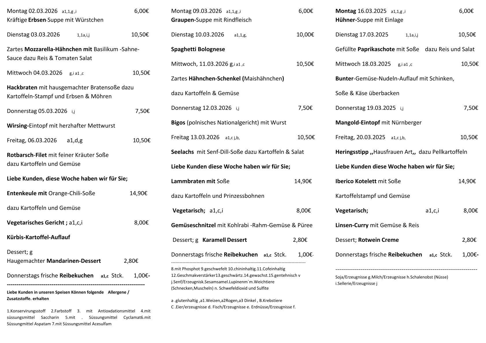 Mittagsplan Feinkost Wendt Mittagsplan Feinkost Wendt