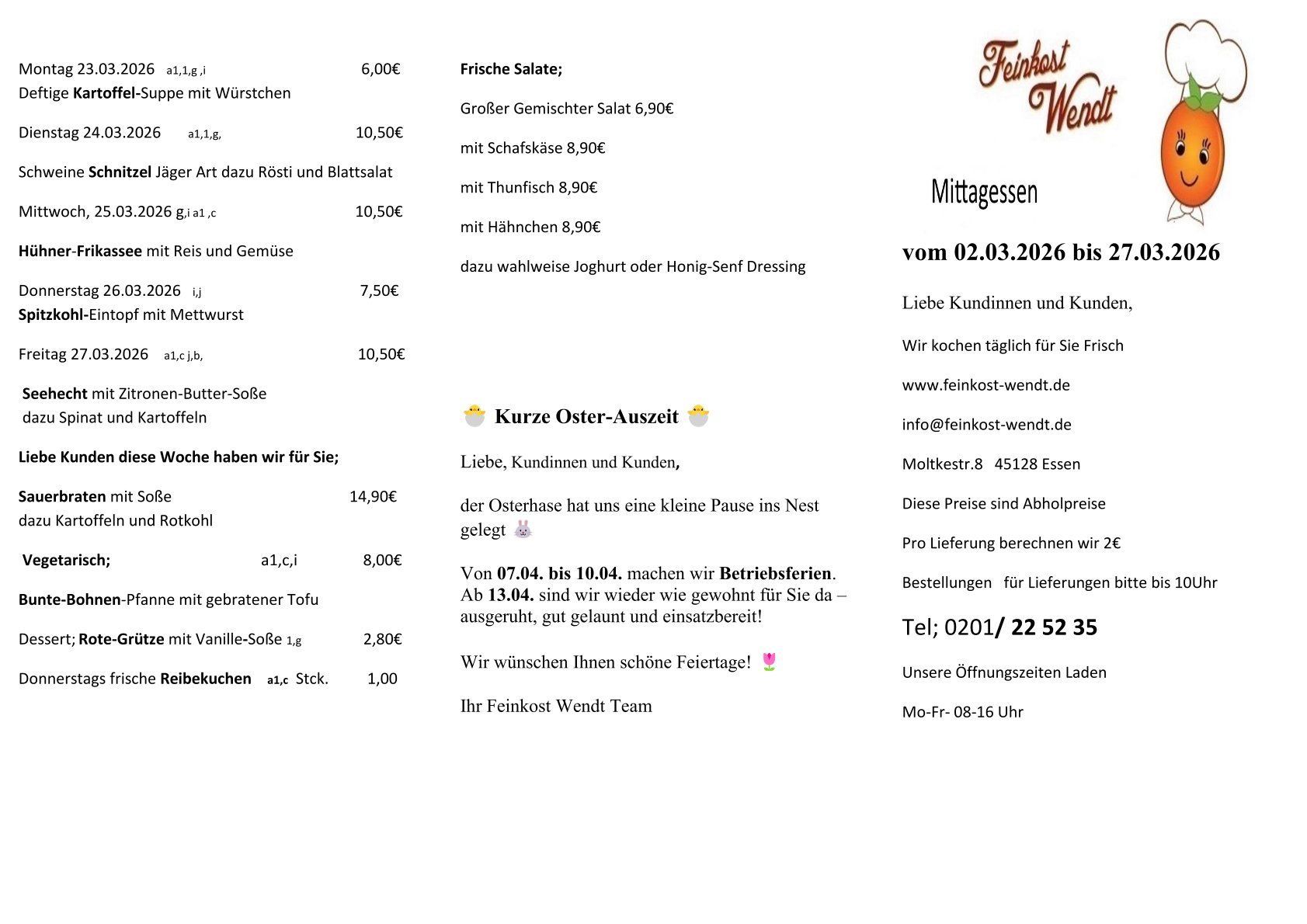 Mittagsplan Feinkost Wendt Mittagsplan Feinkost Wendt