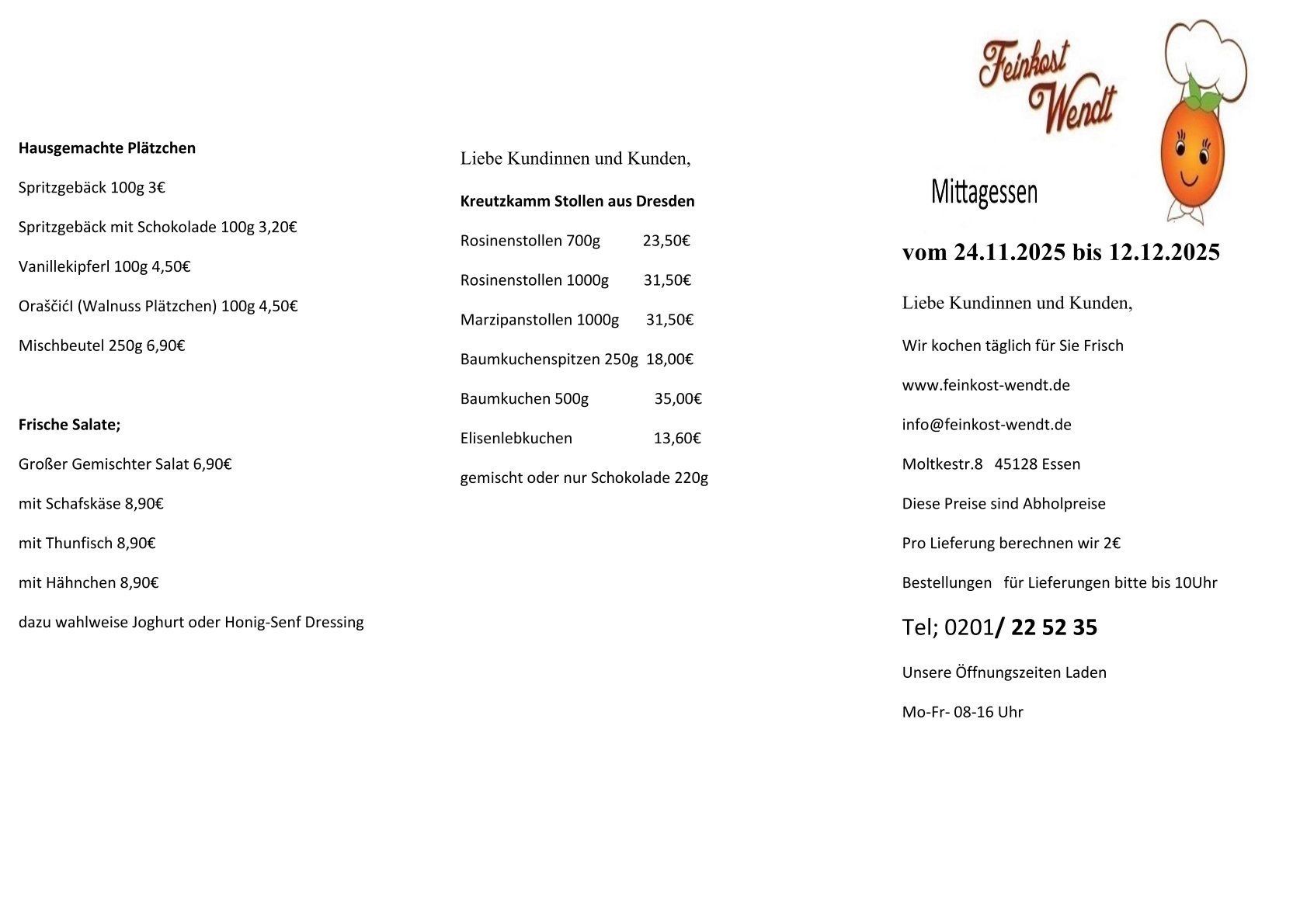 Mittagsplan Feinkost Wendt Mittagsplan Feinkost Wendt