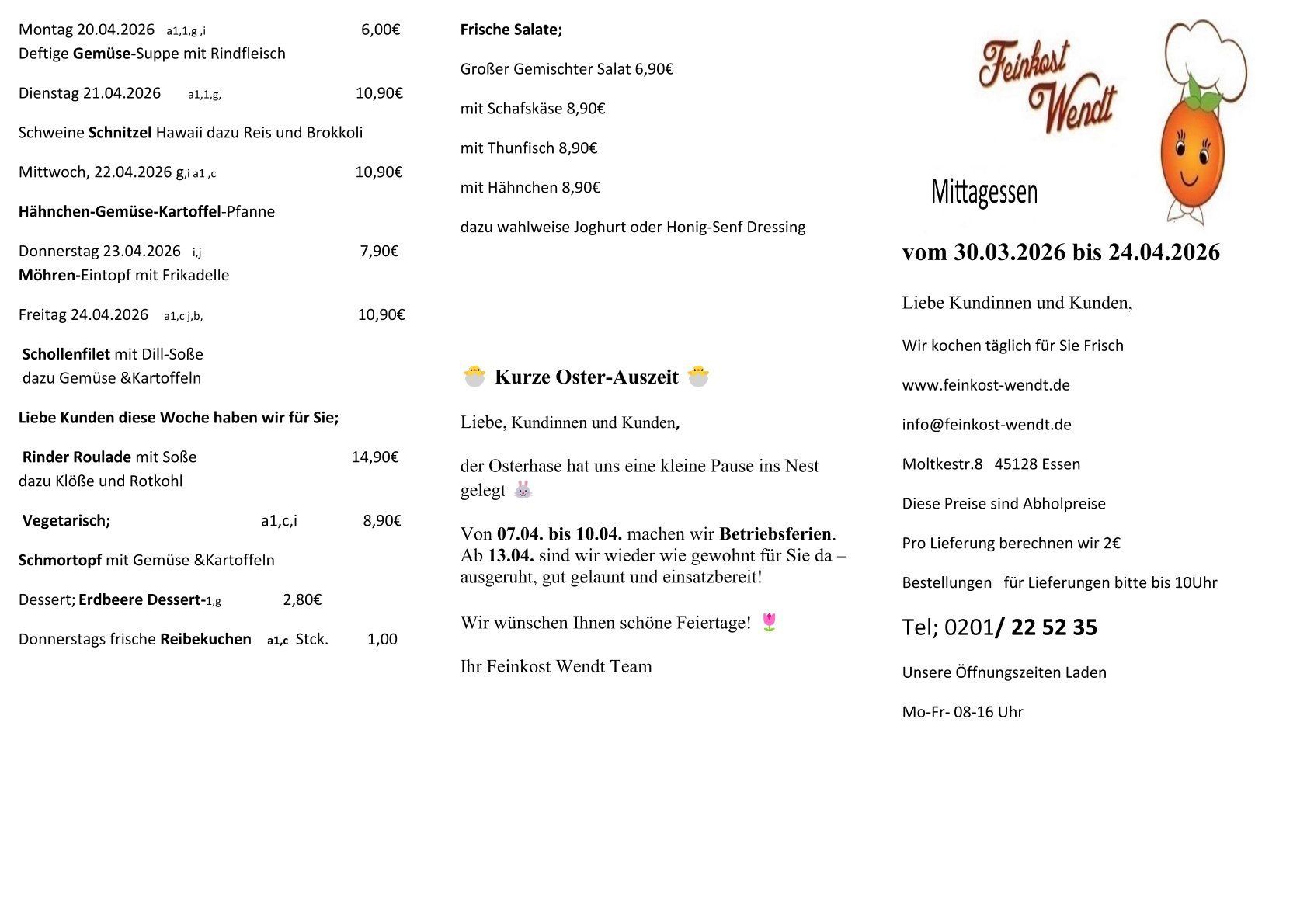Mittagsplan Feinkost Wendt Mittagsplan Feinkost Wendt
