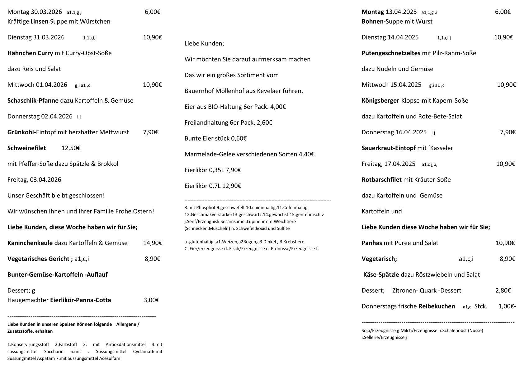 Mittagsplan Feinkost Wendt Mittagsplan Feinkost Wendt