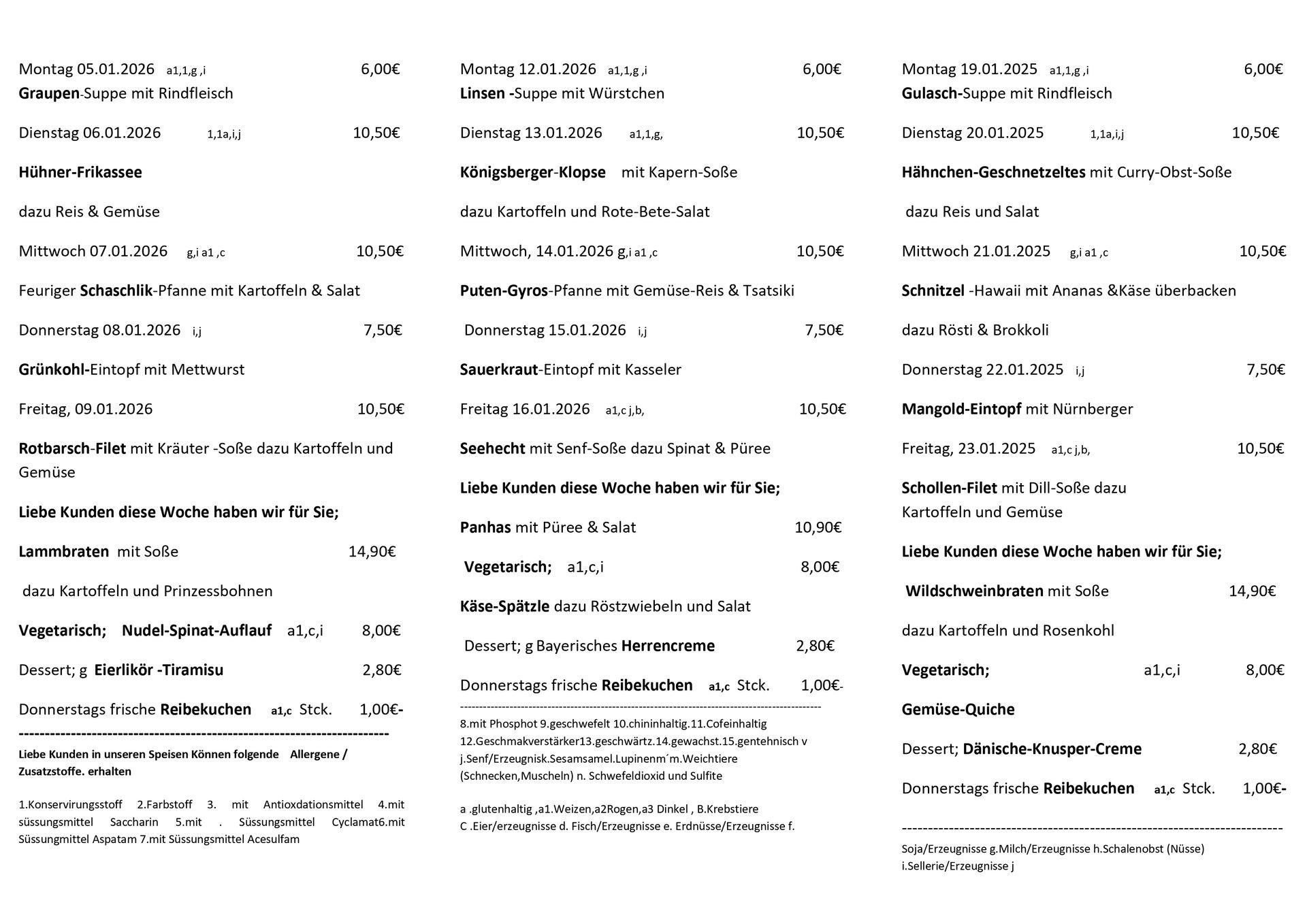 Mittagsplan Feinkost Wendt
