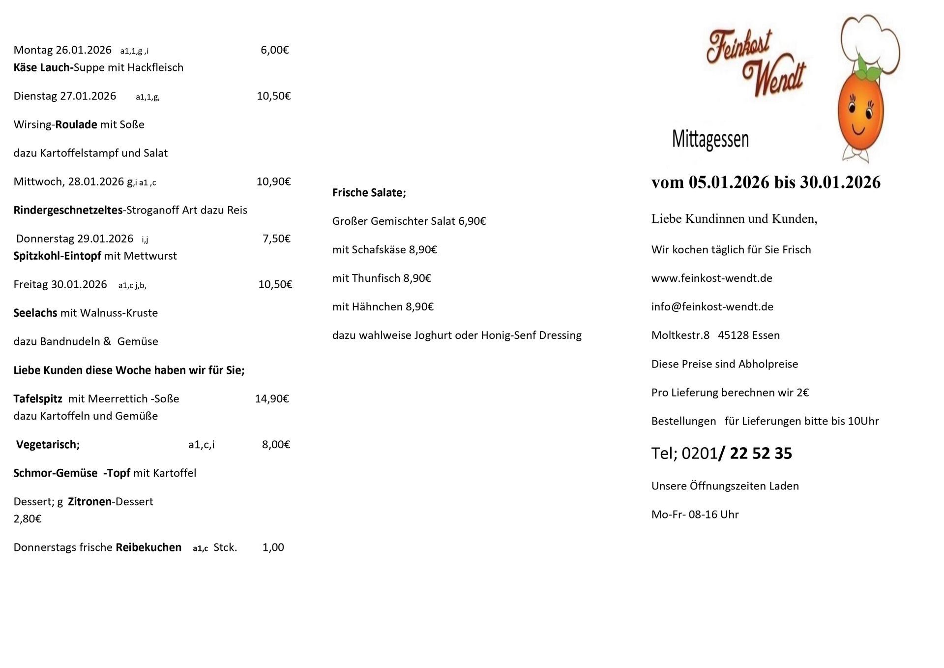 Mittagsplan Feinkost Wendt