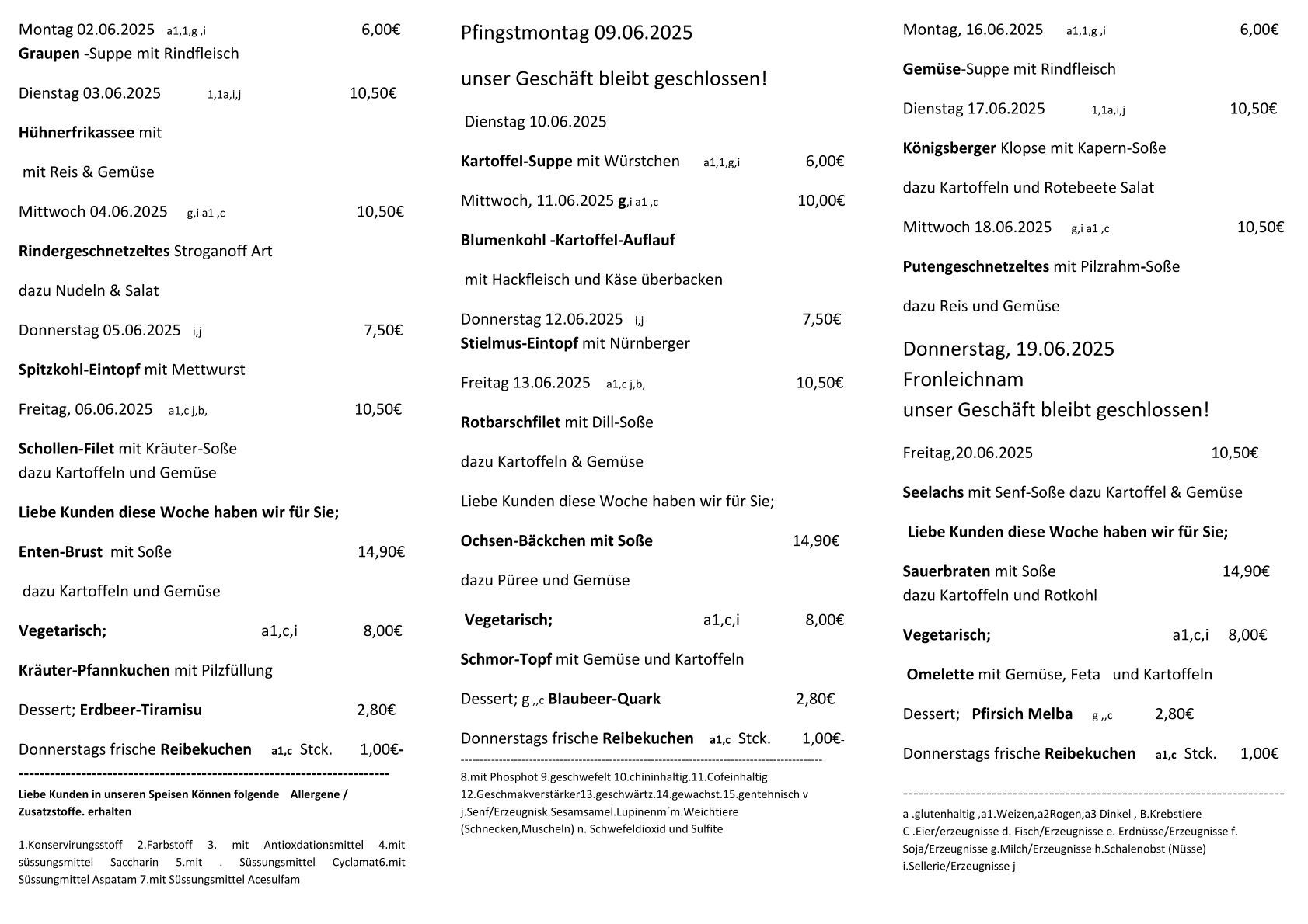 Mittagsplan Feinkost Wendt