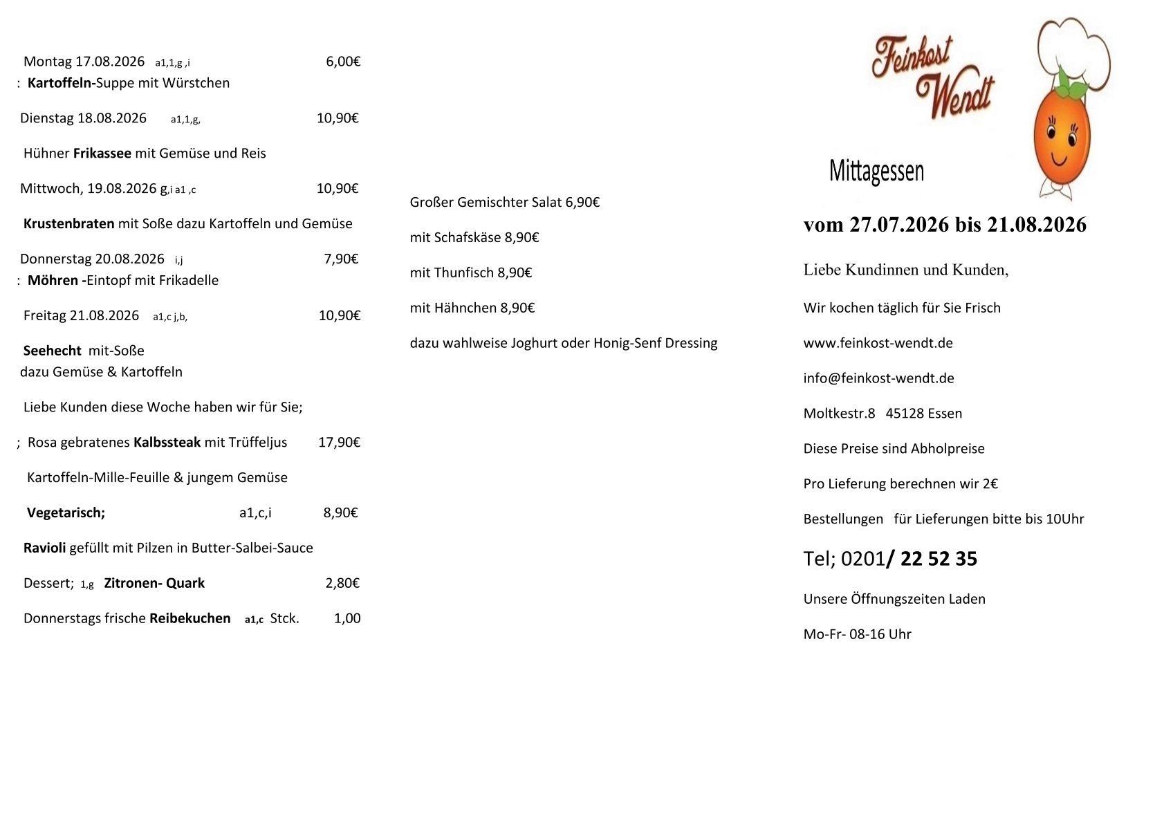 Mittagsplan Feinkost Wendt Mittagsplan Feinkost Wendt