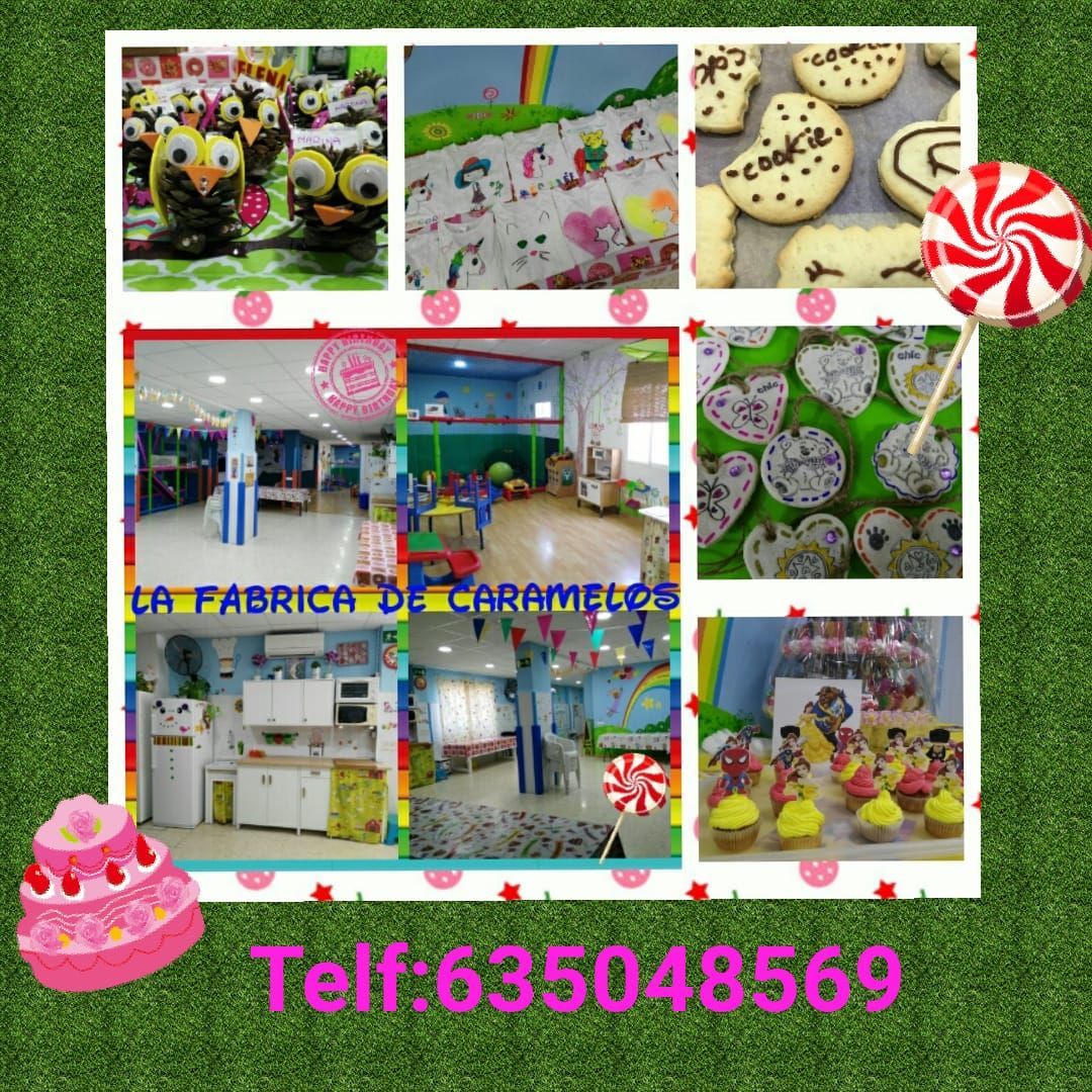 Un collage de imágenes con un pastel y un número de teléfono.