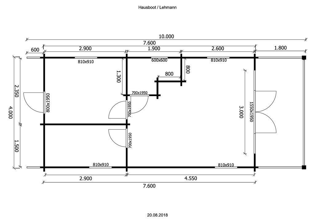 Bungalowfloß D10 Komfort | Grundriss