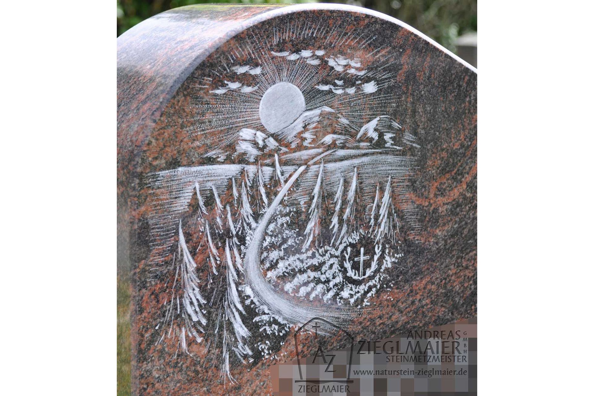 Grabmotiv Verzierung Wald