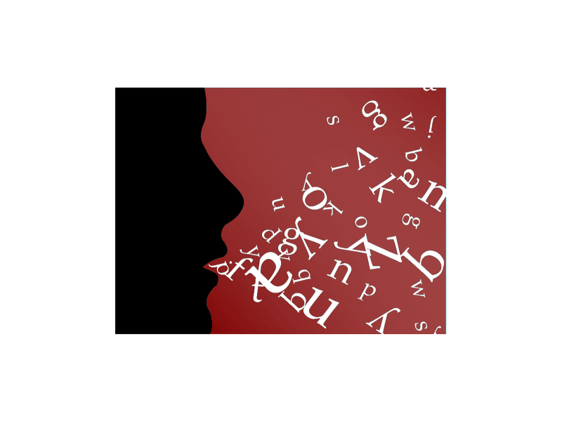 Un visage dessiné qui crache des lettres