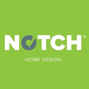 Logotipo da Notch Home Design em texto branco sobre fundo verde. 
