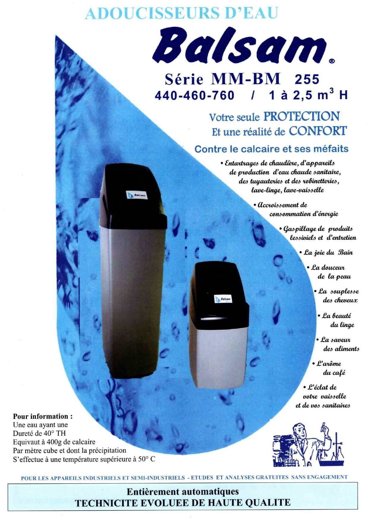 Présentation d'un adoucisseur ménager série BM