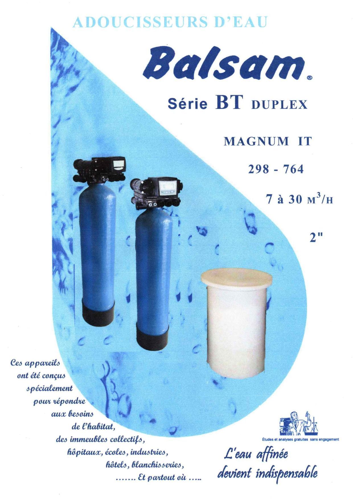 Présentation d'un adoucisseur industriel série BT