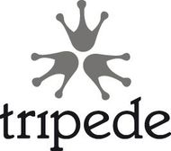 Logotipo con diseño de pata de rana estilizada de color gris sobre la palabra "tripede" en letras minúsculas negras.