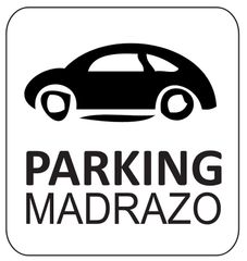 Señal de estacionamiento con símbolo de automóvil y el texto "PARKING MADRAZO".