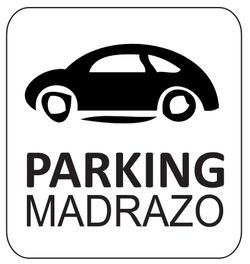 Señal de estacionamiento con símbolo de automóvil y el texto "PARKING MADRAZO".