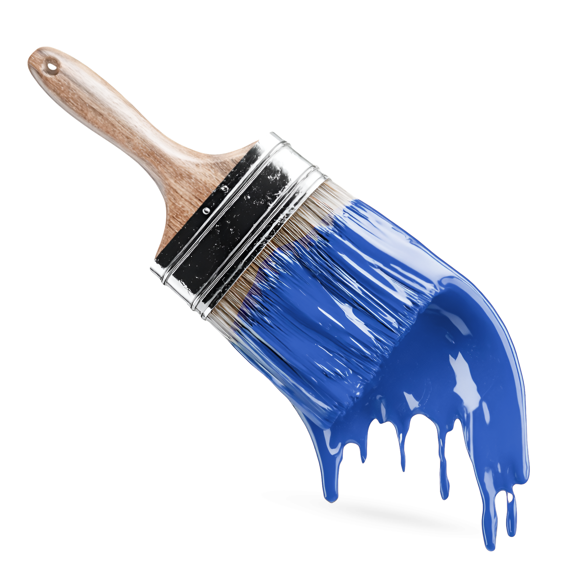 Un pinceau avec de la peinture bleue