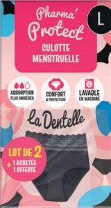 Culottes menstruelles lavables « Pharma Protect » à 6.49€. Culotte classique. Au choix : taille S à XXL. 1 culotte + 1 culotte offerte.