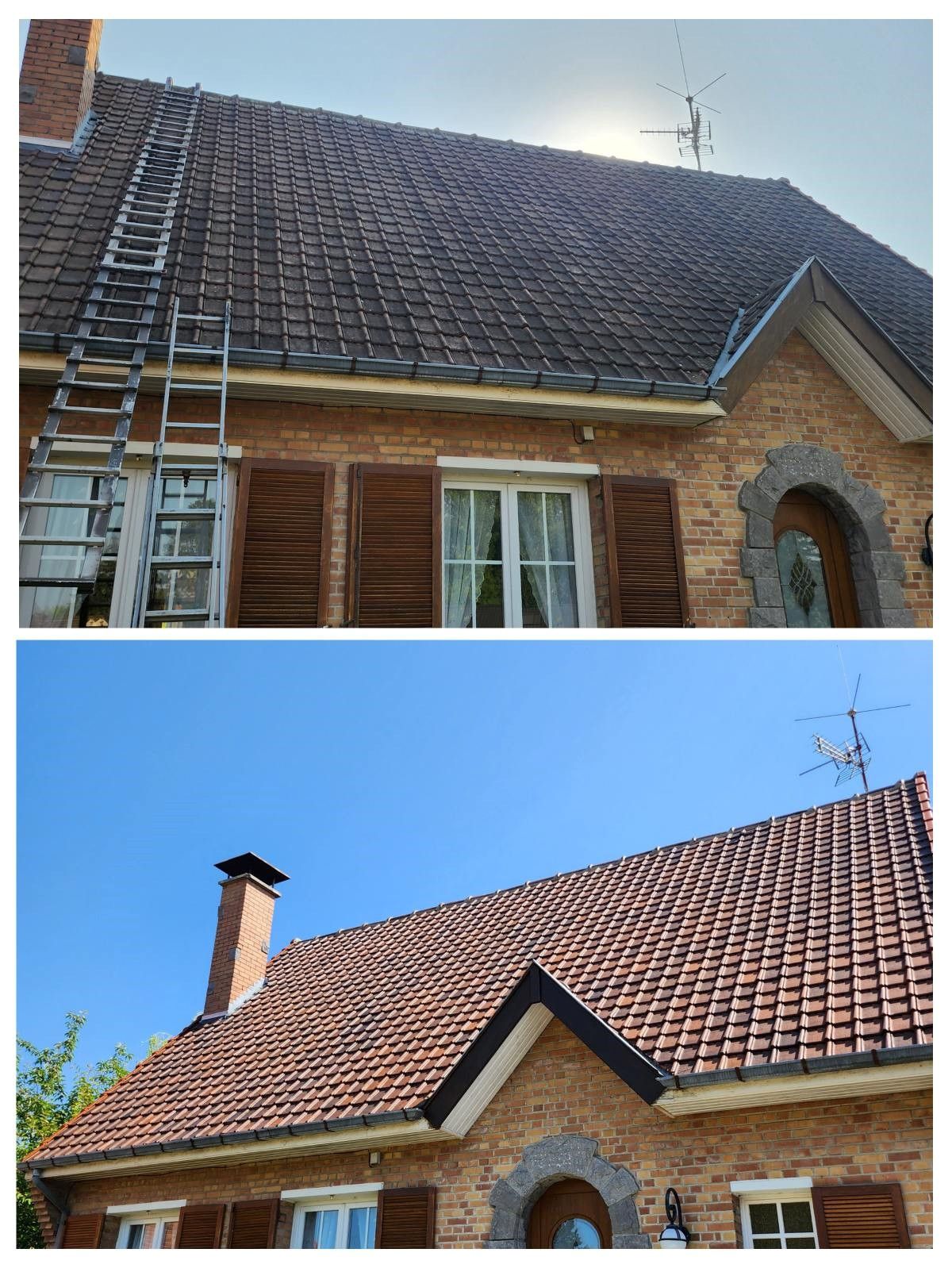 Nettoyage de toit avant après