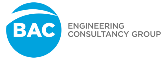 Logotipo de BAC Engineering Consultancy Group, que presenta un círculo azul con las letras