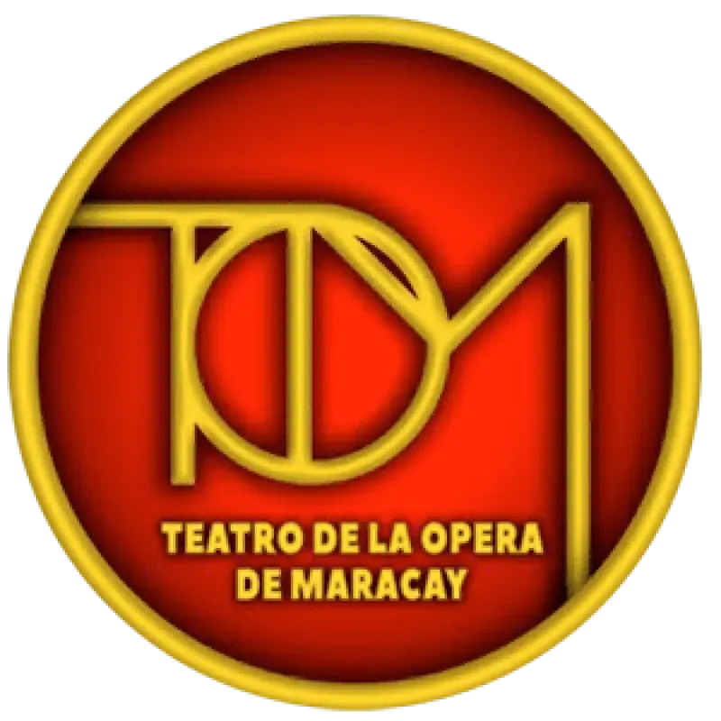 Logotipo del Teatro de la Ópera de Maracay. El círculo rojo con borde dorado contiene las iniciales