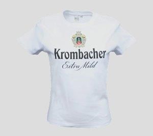 Ein weißes T-Shirt mit der Aufschrift Krombacher.
