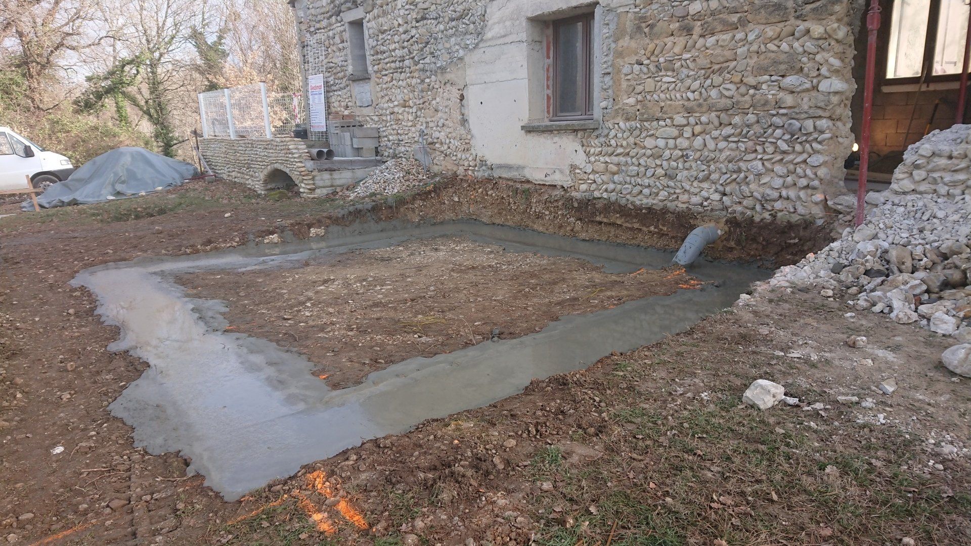 Préparation dallage extension