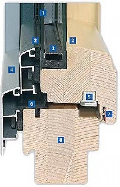 Ein Diagramm der Innenseite eines Holzfensterrahmens.