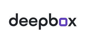 Das DeepBox-Logo mit schwarzem Text und einem violetten Quadrat.