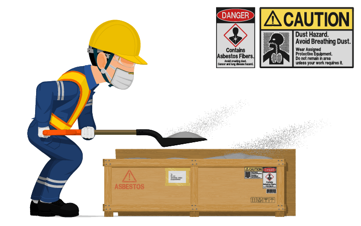 Illustration d'un employé stockant l'amiante