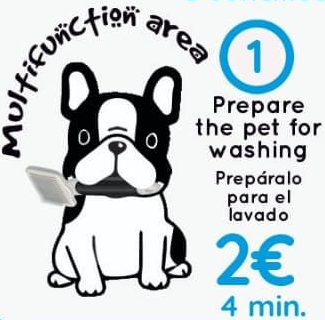 Un cartel muestra a un bulldog francés con un cepillo. El texto dice: 