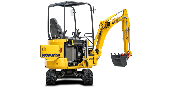 Mini-pelle Komatsu jaune et noire