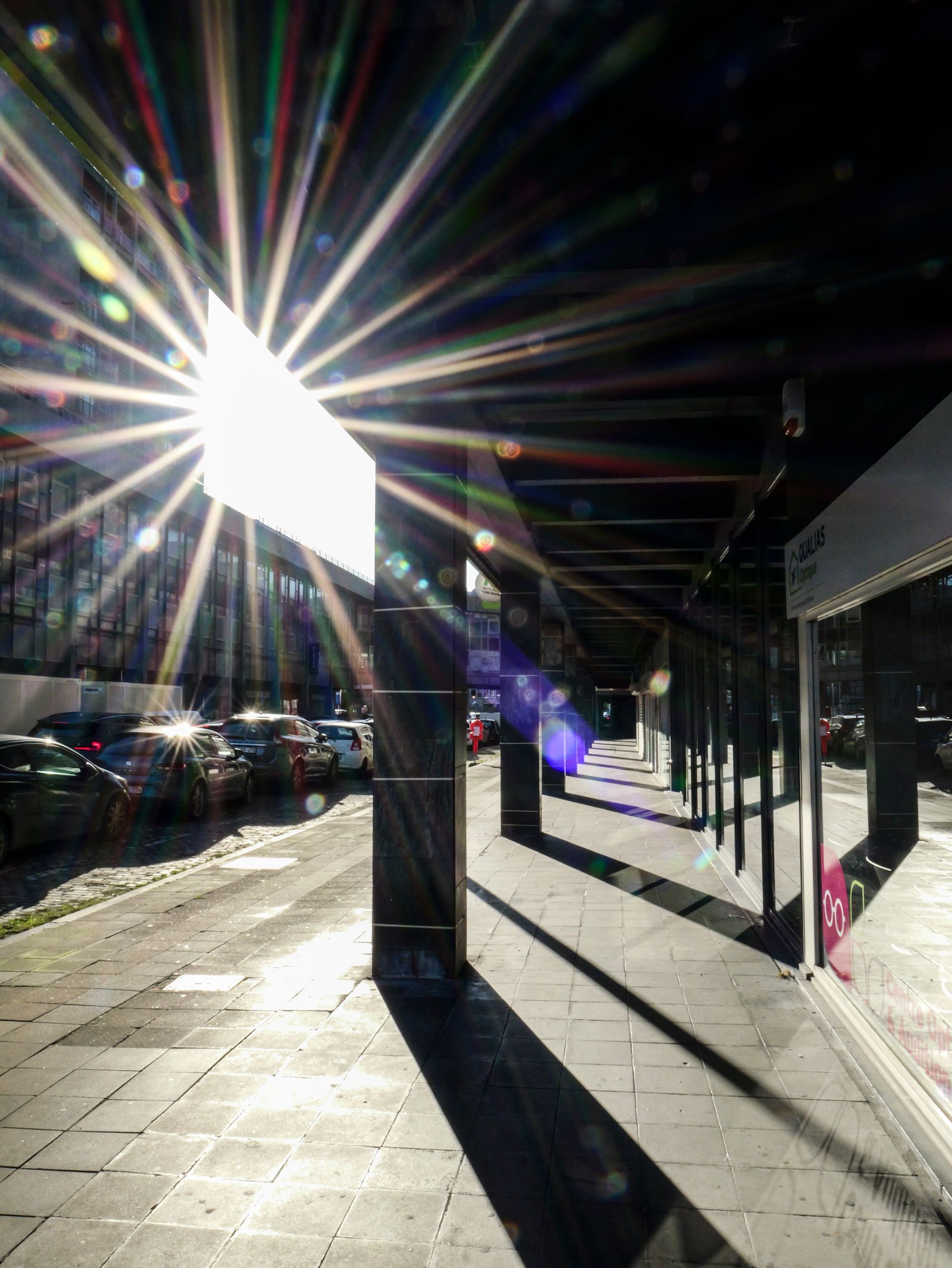 Liege inner City sun reflexion