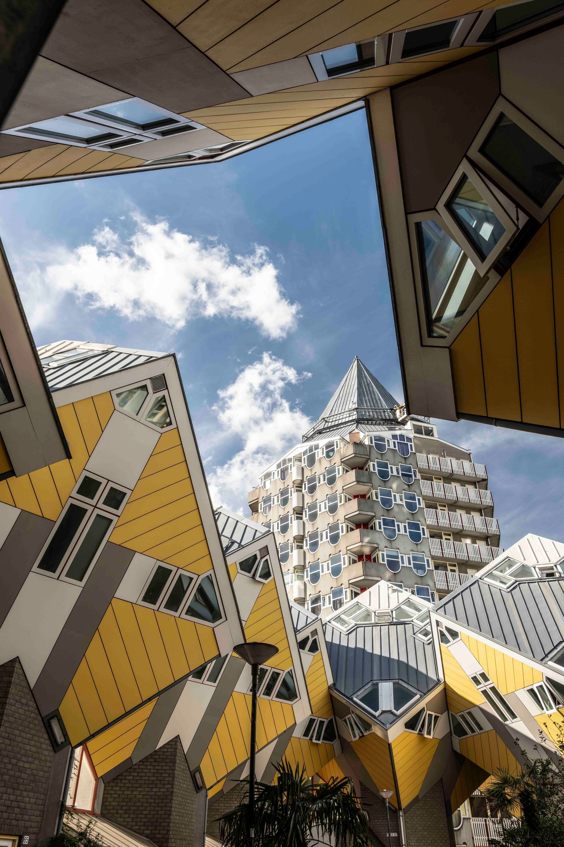 Sky with Cube Houses and Pencil House
