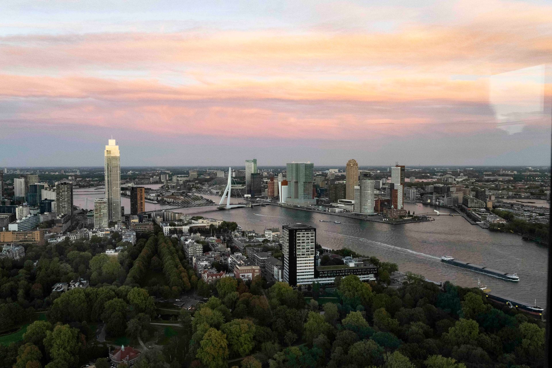 Euromast view to the city at sun down