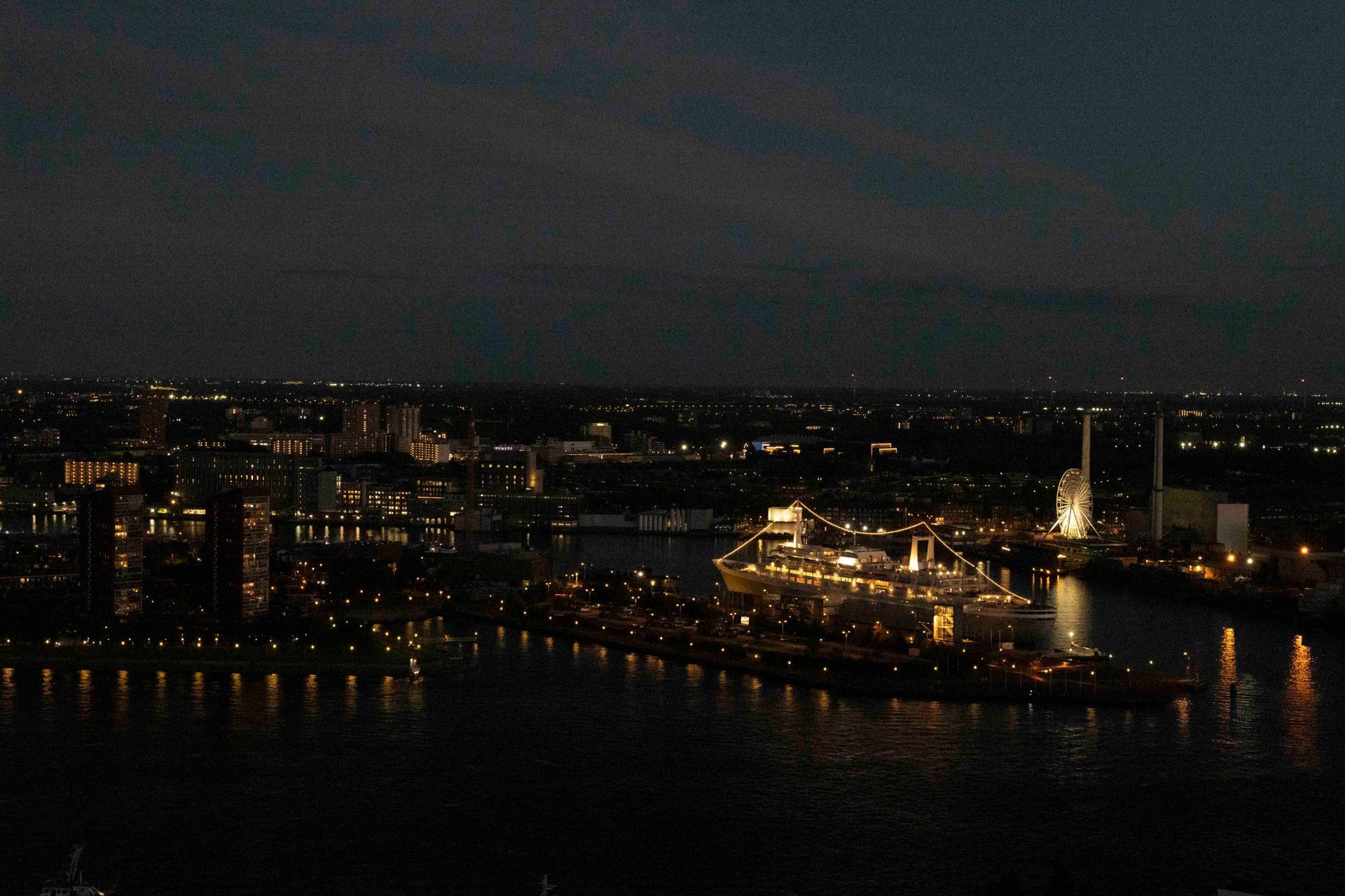 Euromast view to the ocean liner Rotterdam
