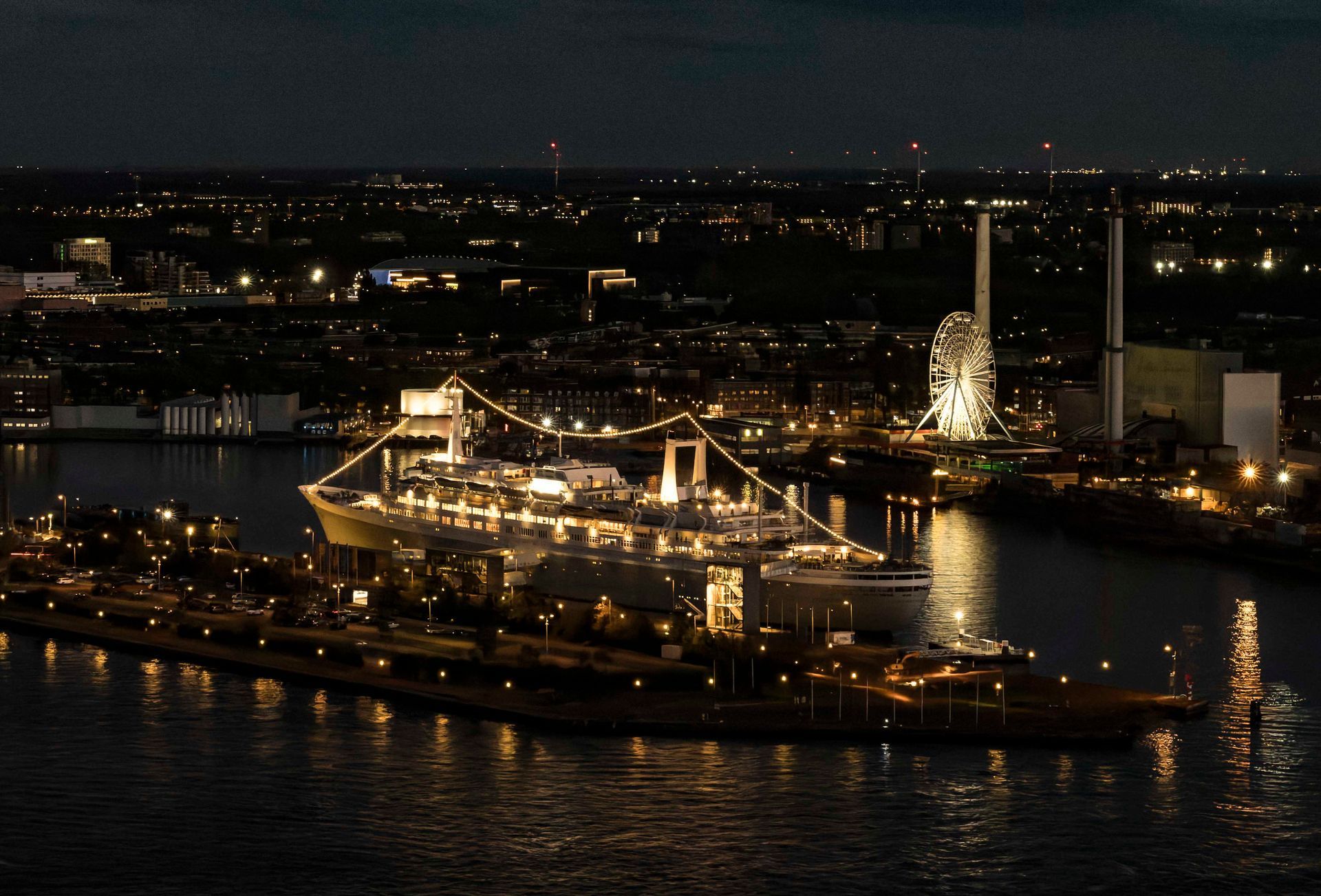 Euromast view to the ocean liner Rotterdam