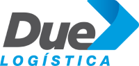 Un logotipo para Due Logística con una flecha azul.