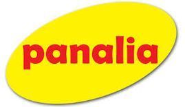 Un óvalo amarillo con la palabra panalia en letras rojas