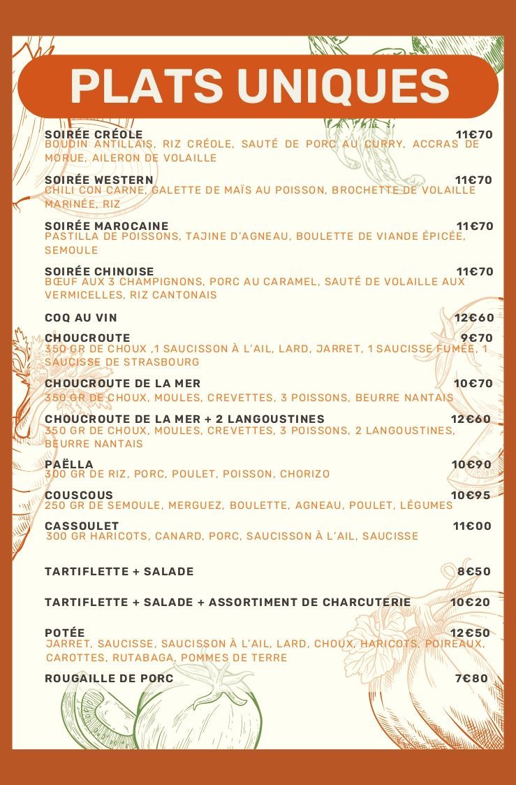 Carte du restaurant page 3