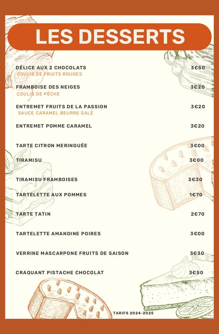 Carte du restaurant page 4
