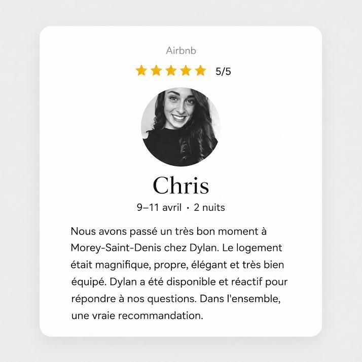 Avis 5 étoiles de Chris après son séjour au Clos des Loups