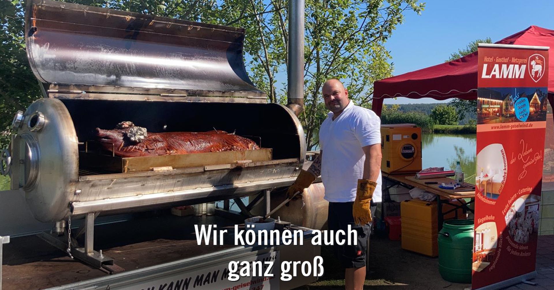 Catering mit großem Grill im Gasthof Lamm