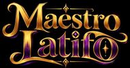 Logotipo dorado y morado de «Maestro Latido» con letras ornamentadas sobre fondo negro