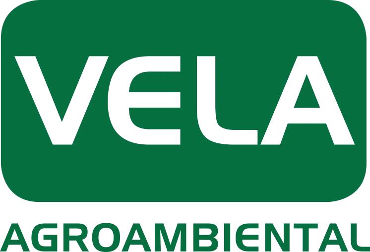 Logotipo de VELA Agroambiental en verde y blanco.
